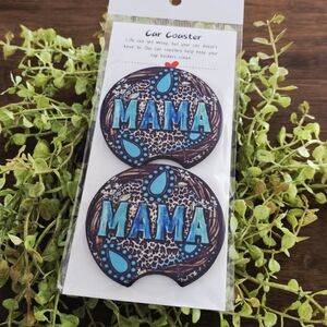 Mama Car Coaster Set - Blue and Brown